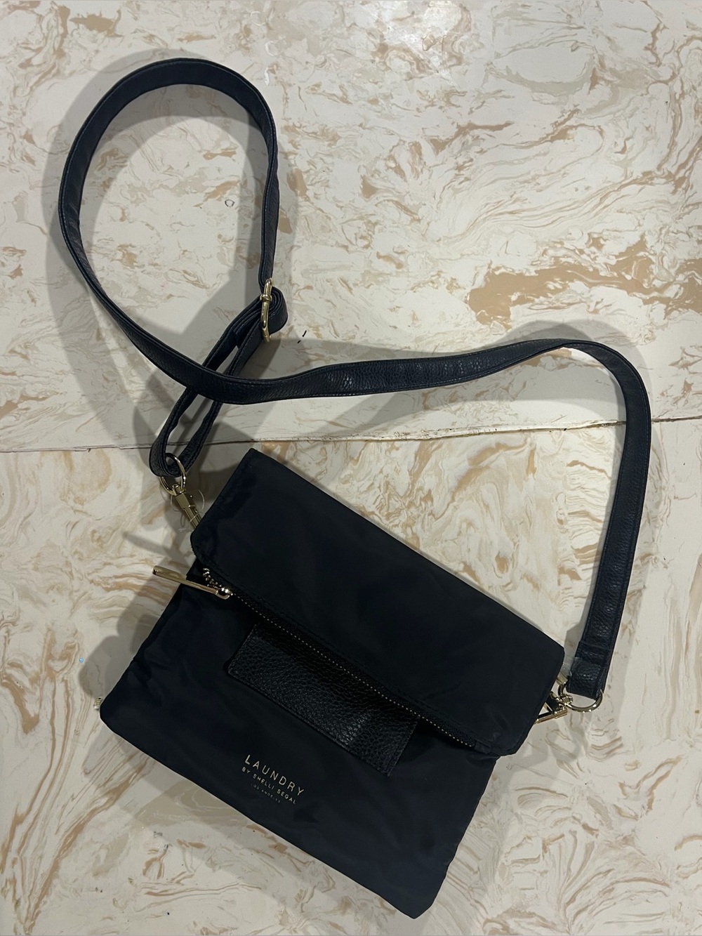Laundry by Shelli Segal Black Crossbody Pouch with Adjustable Strap
